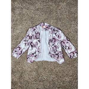 One Star White Floral Womens Blazer Size Medium